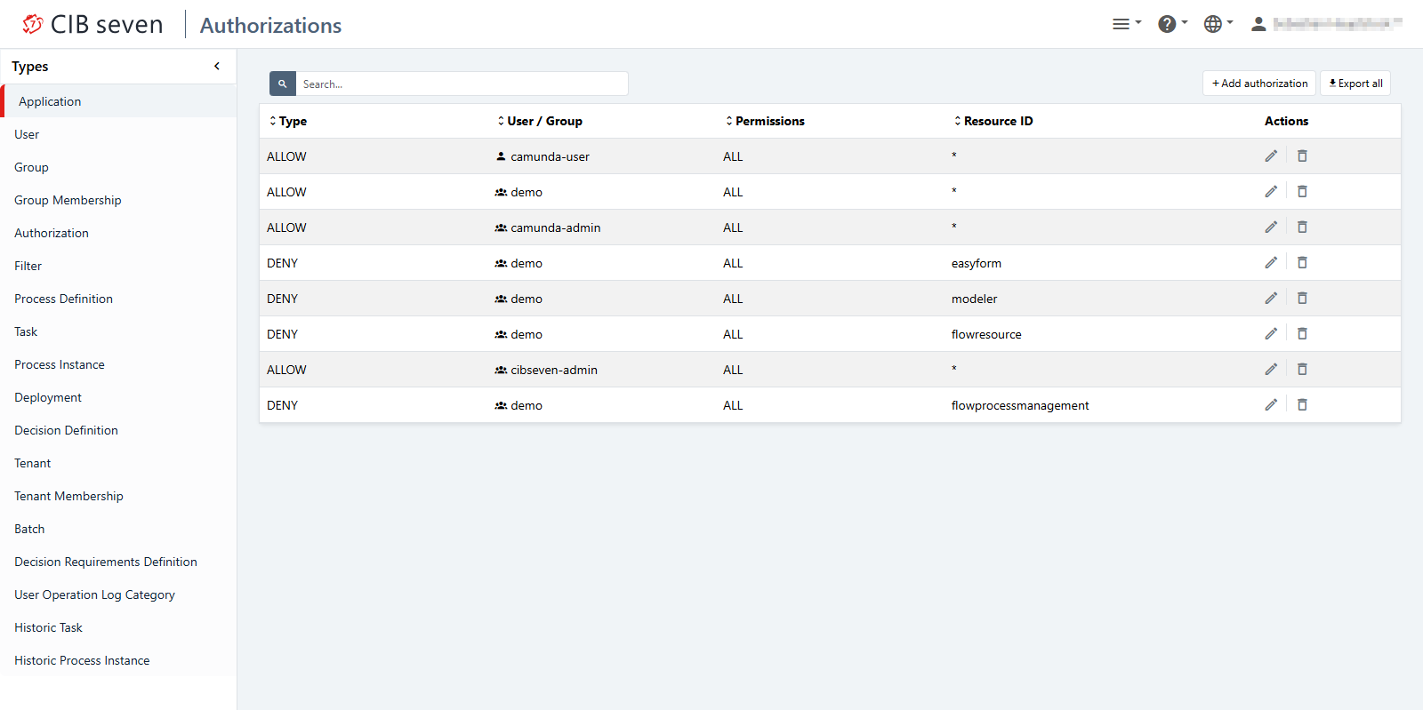 Screenshot of the Admin webapp