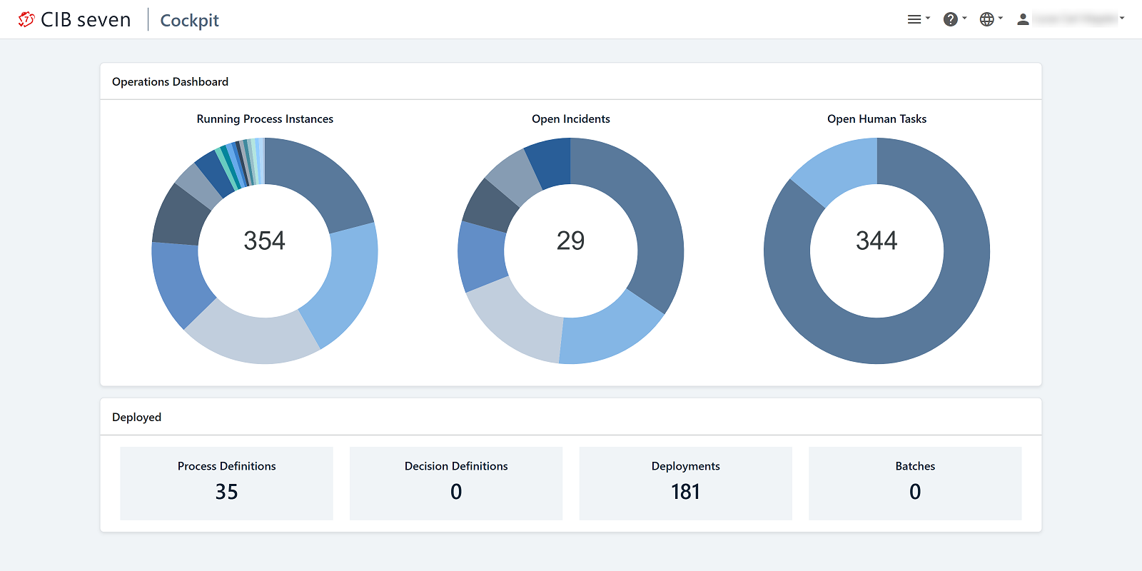 Screenshot of the Cockpit webapp